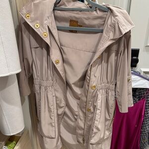 Chic Tan Jacket with Gold Accents